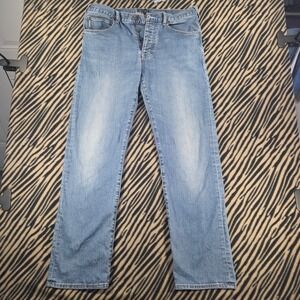 Armani Jeans Mens 33 Light Wash Straight Leg Button Fly Denim Pants